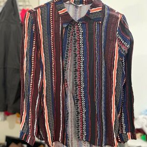 Striped Multicolor Button-Up Blouse